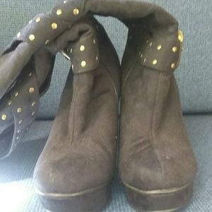 Microfiber Platform High Heel Boot.